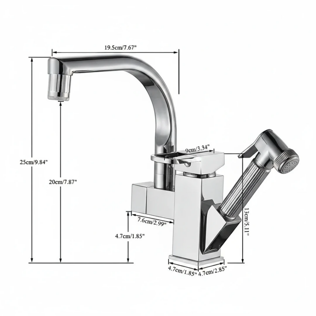 Robinet évier cuisine design mitigeur led flexible douchette pistolet - Argenté - Laiton
