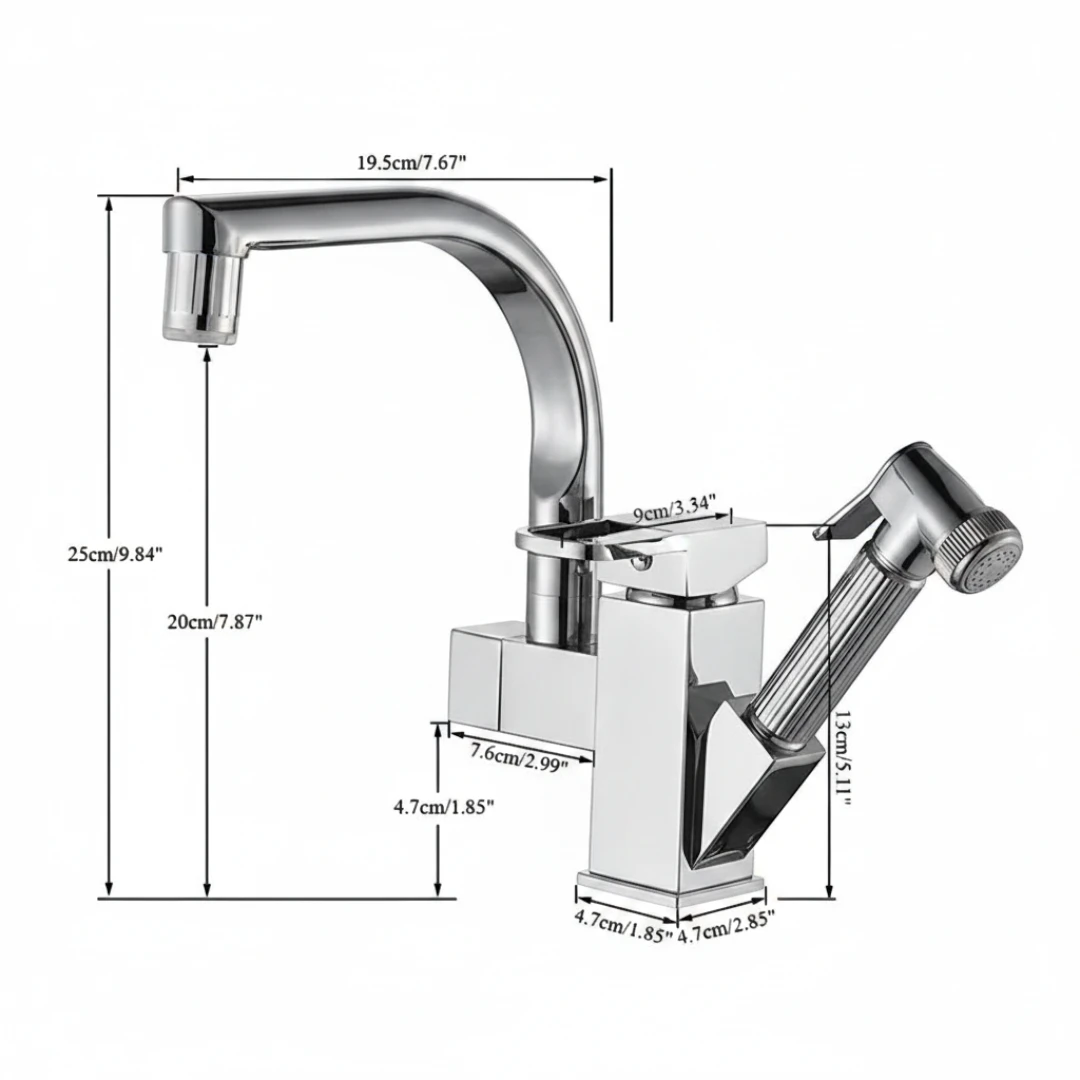 Robinet évier cuisine design mitigeur led flexible douchette pistolet - Argenté - Laiton