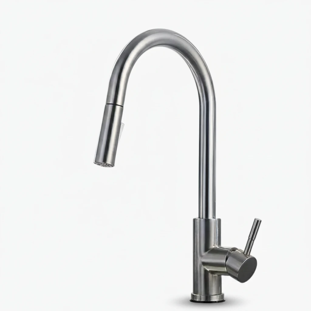 Robinet évier cuisine design mitigeur tactile pivotant - Argenté