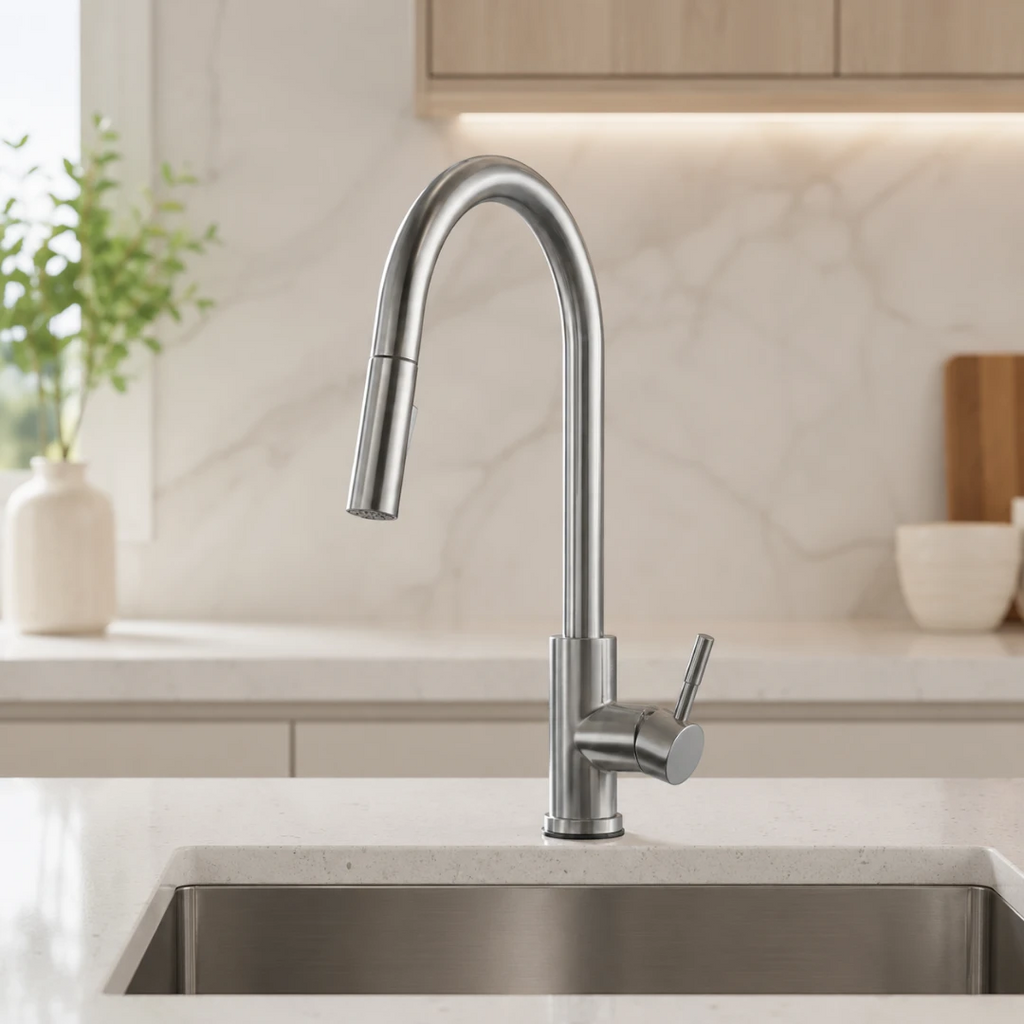 Robinet évier cuisine design mitigeur tactile pivotant - Argenté