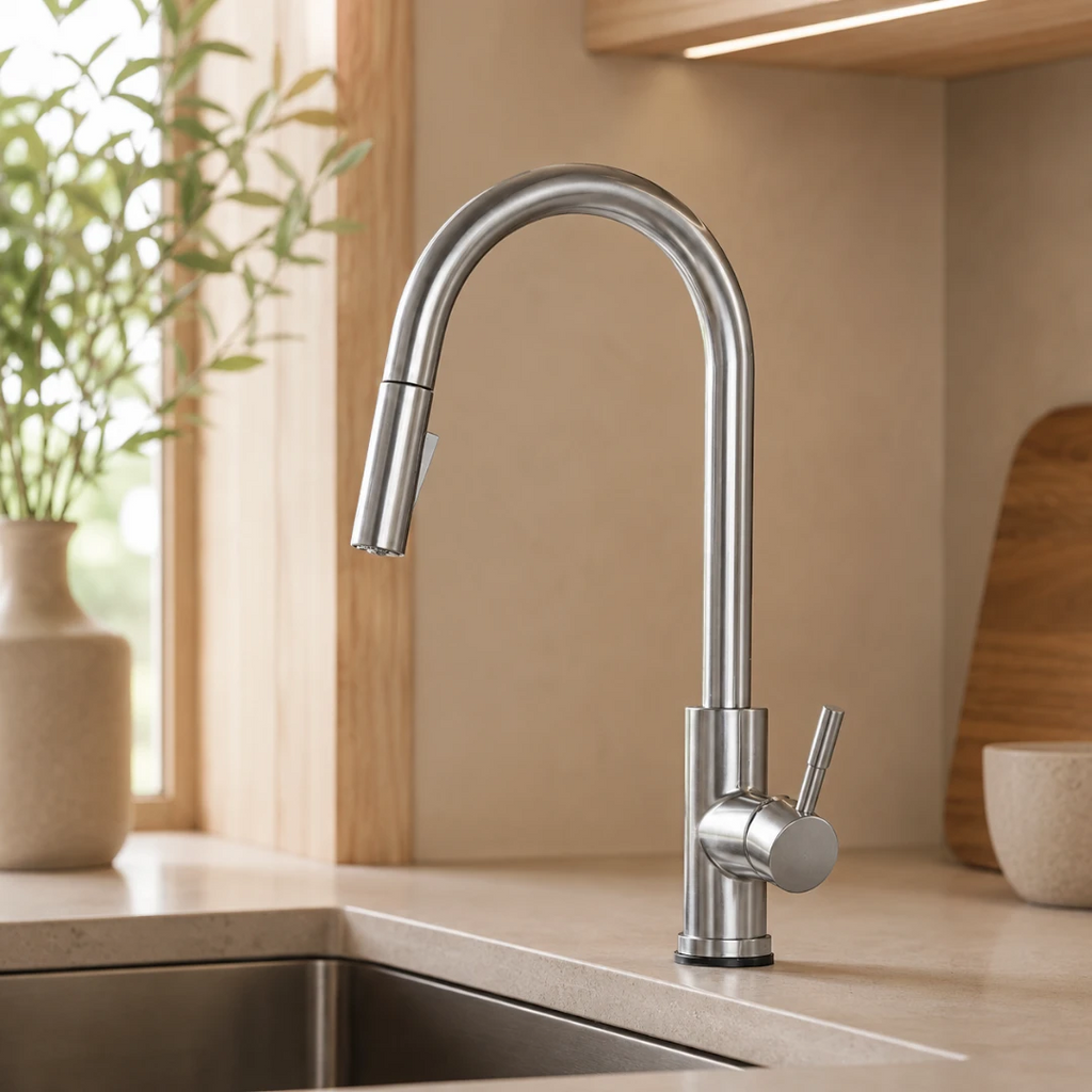 Robinet évier cuisine design mitigeur tactile pivotant - Argenté