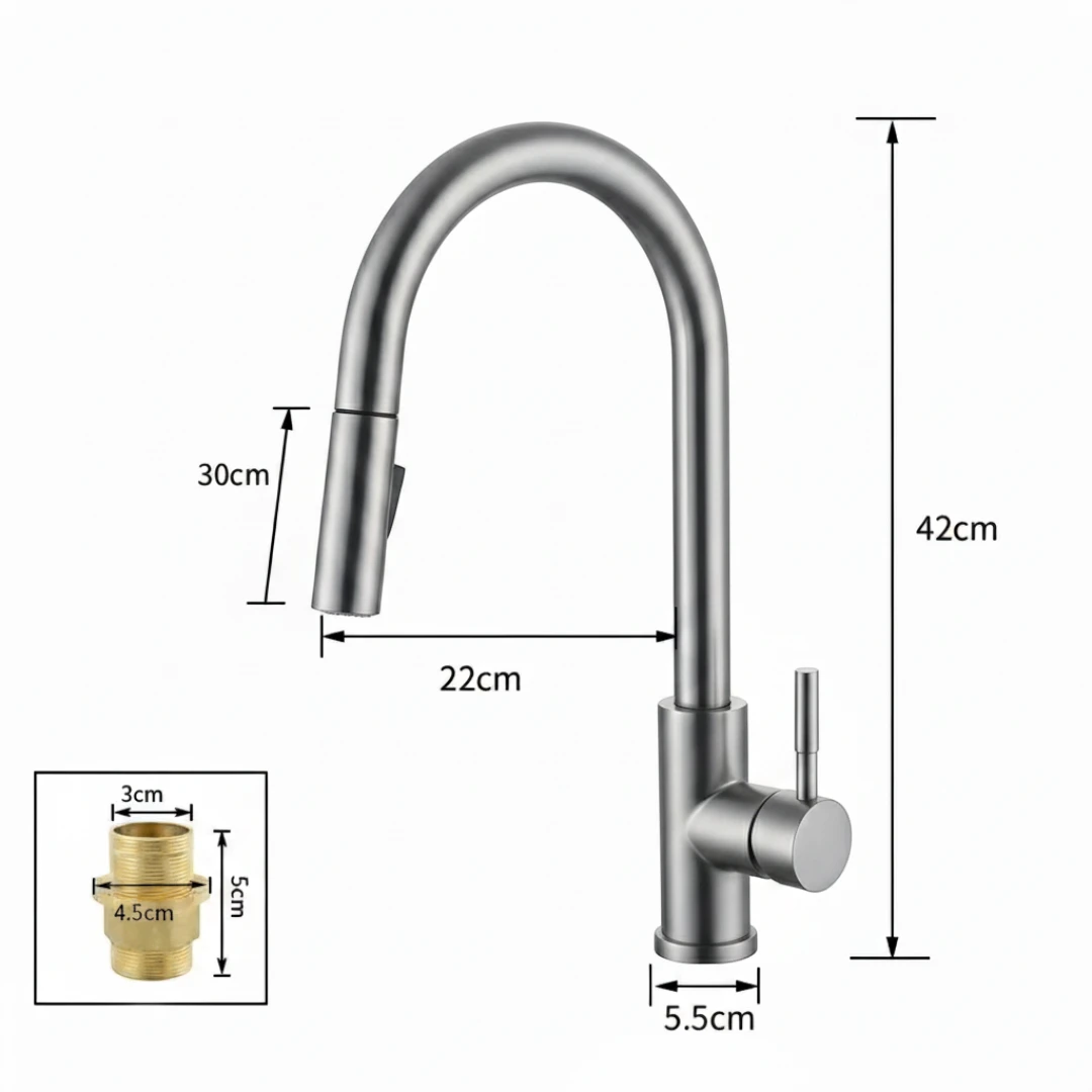 Robinet évier cuisine design mitigeur tactile pivotant - Argenté