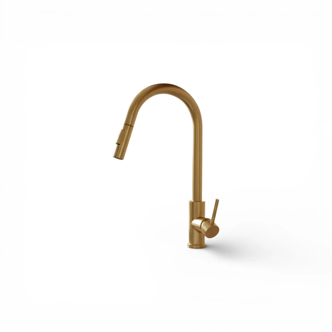 Robinet évier cuisine design mitigeur tactile pivotant - Doré
