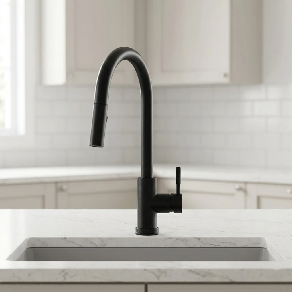 Robinet évier cuisine design mitigeur tactile pivotant - Noir