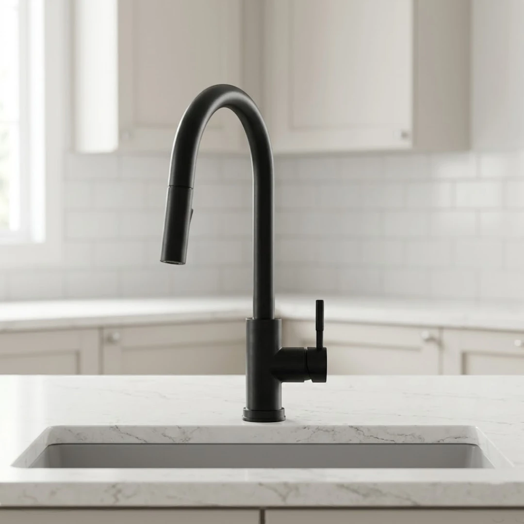 Robinet évier cuisine design mitigeur tactile pivotant - Noir