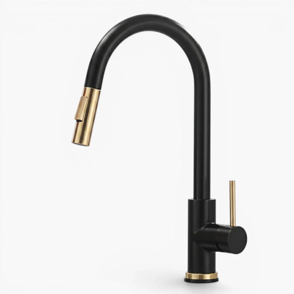 Robinet évier cuisine design mitigeur tactile pivotant - Noir
