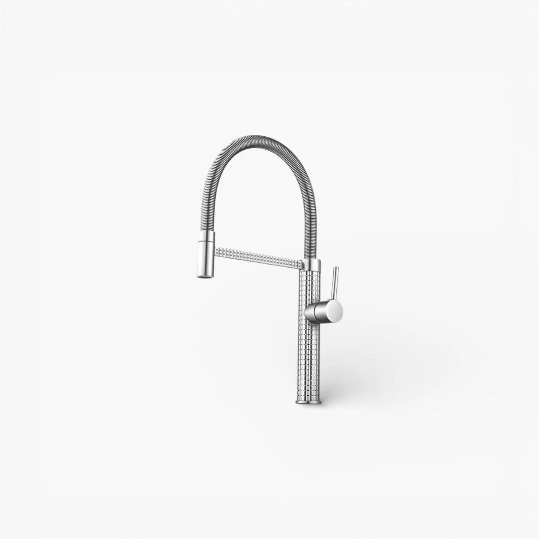 Robinet évier cuisine design texturé flexible - Argenté - Laiton