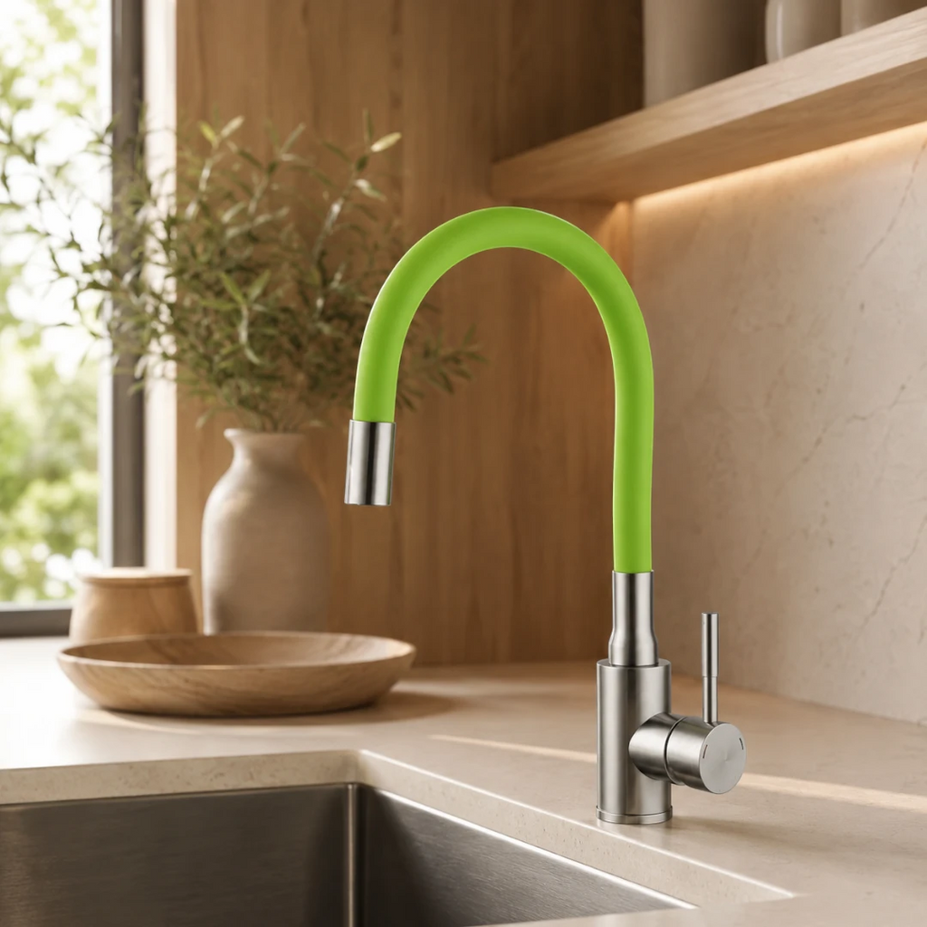 Robinet évier cuisine flexible coloré mitigeur - Argenté