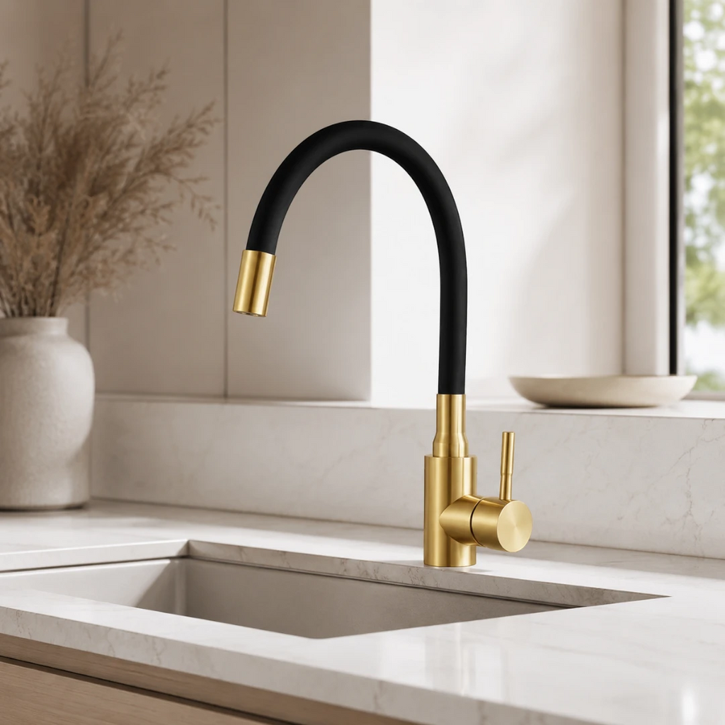 Robinet évier cuisine flexible coloré mitigeur - Doré
