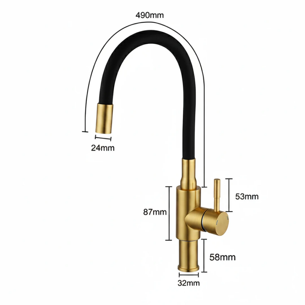 Robinet évier cuisine flexible coloré mitigeur - Doré