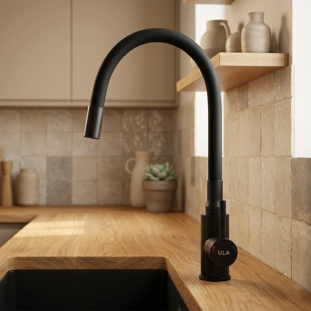 Robinet évier cuisine flexible coloré mitigeur - Noir