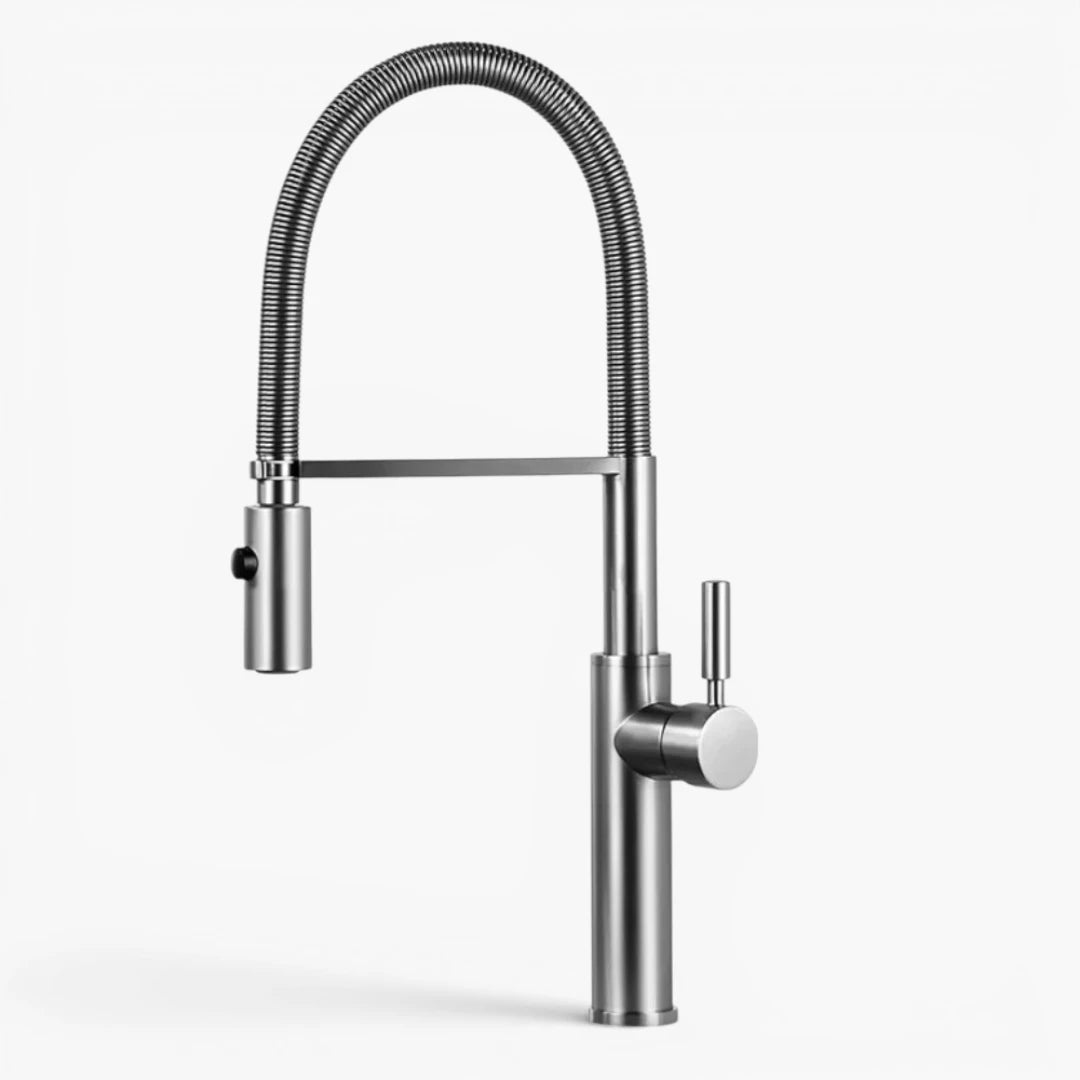 Robinet évier cuisine flexible douchette design - Argenté - Laiton