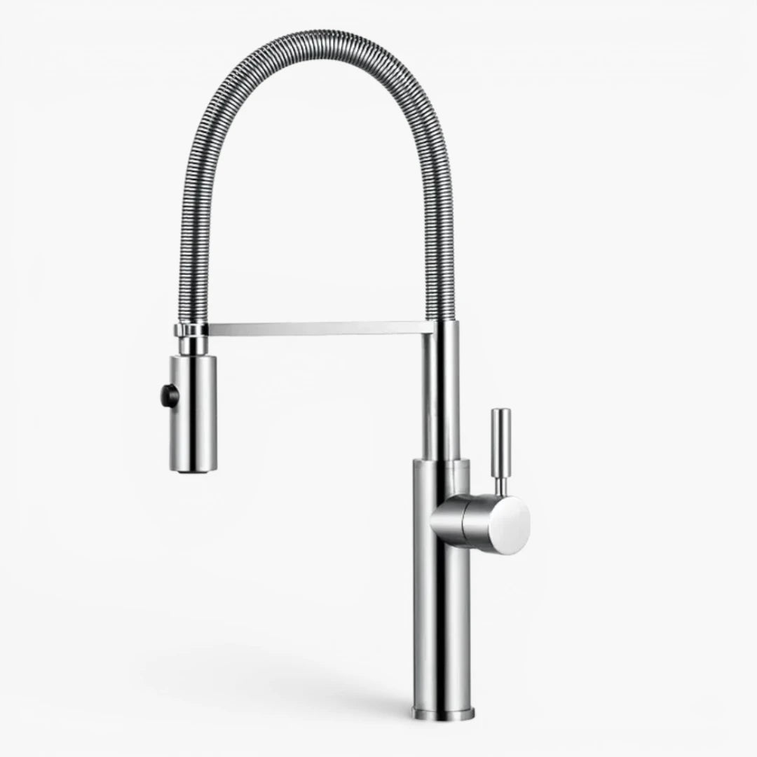 Robinet évier cuisine flexible douchette design - Argenté - Laiton