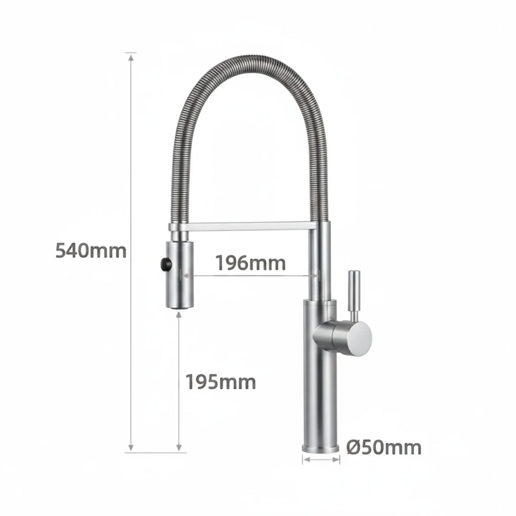 Robinet évier cuisine flexible douchette design - Argenté - Laiton