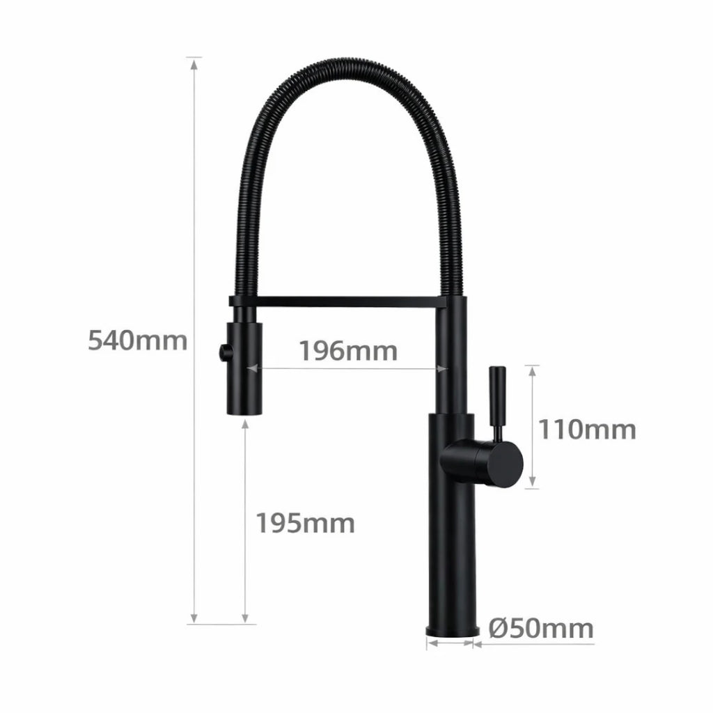 Robinet évier cuisine flexible douchette design - Noir - Laiton