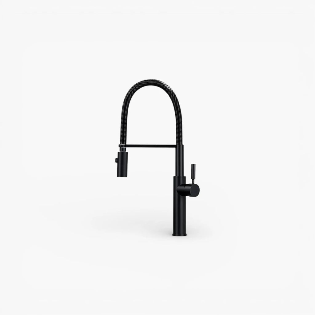 Robinet évier cuisine flexible douchette design - Noir - Laiton