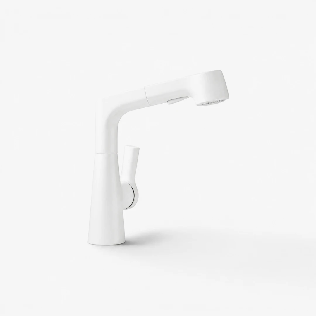 Robinet évier cuisine flexible douchette hauteur réglable - Blanc