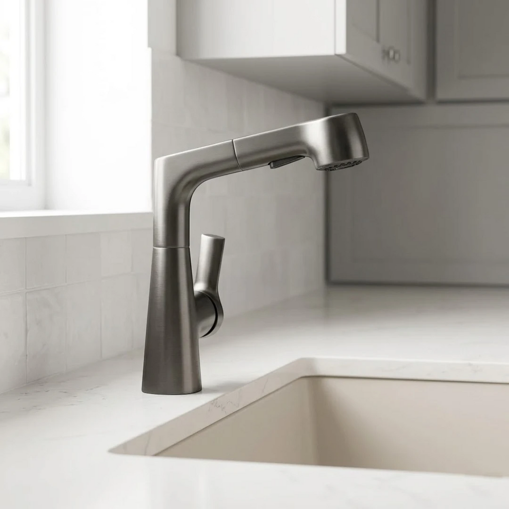 Robinet évier cuisine flexible douchette hauteur réglable - Noir
