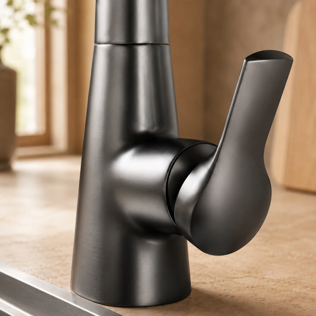 Robinet évier cuisine flexible douchette hauteur réglable - Noir