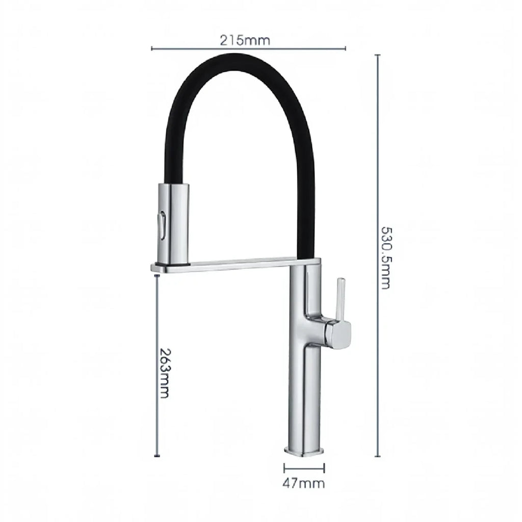 Robinet évier cuisine flexible noir douchette magnétique - Argenté - Laiton