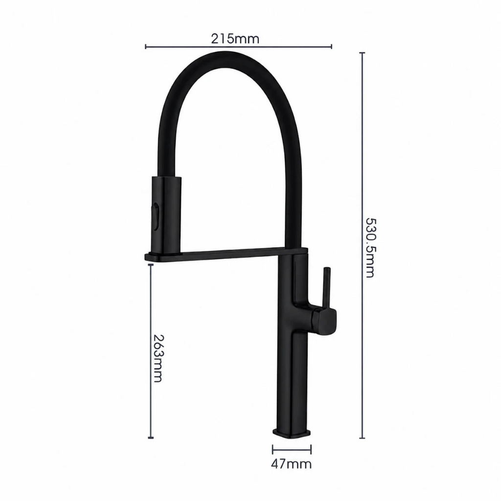 Robinet évier cuisine flexible noir douchette magnétique - Noir - Laiton