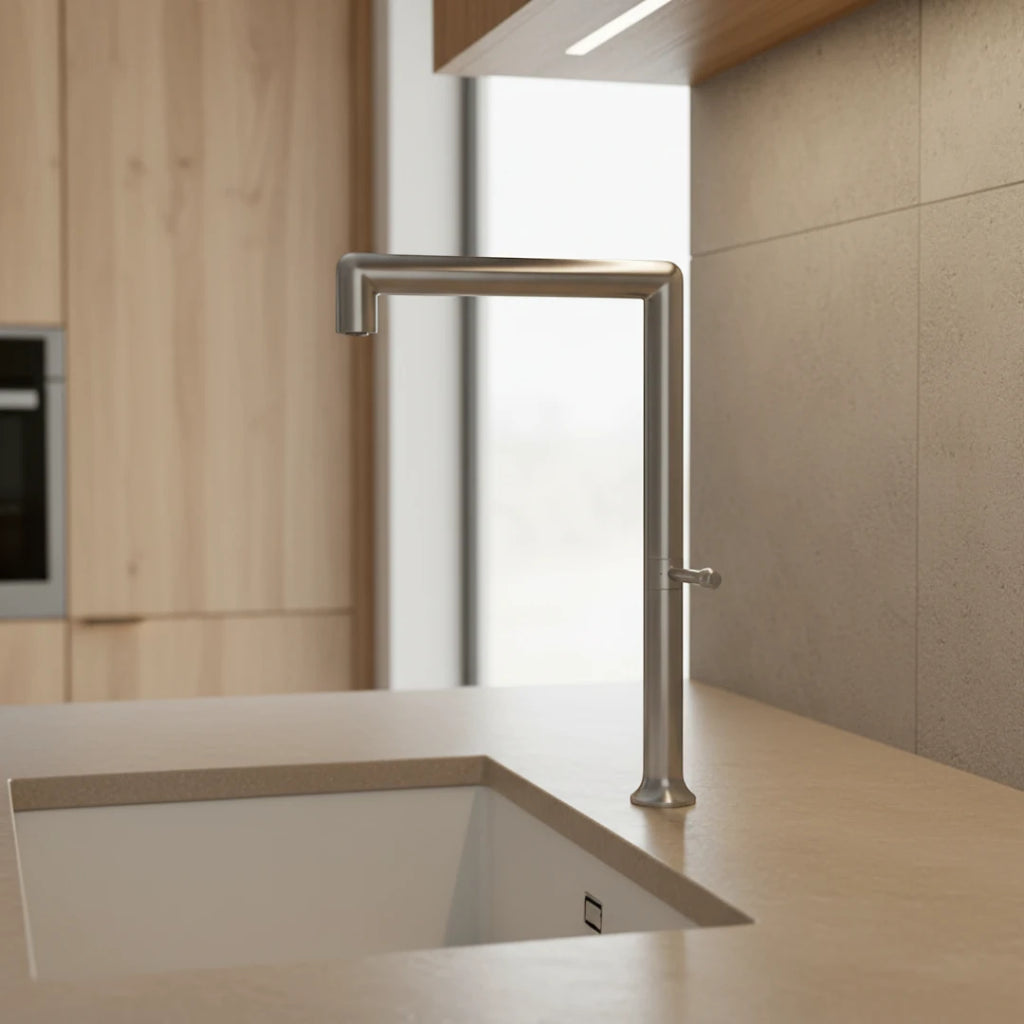 Robinet évier cuisine minimaliste design mitigeur - Argenté