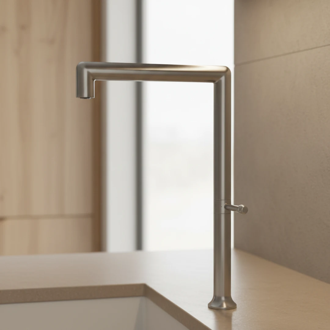Robinet évier cuisine minimaliste design mitigeur - Argenté