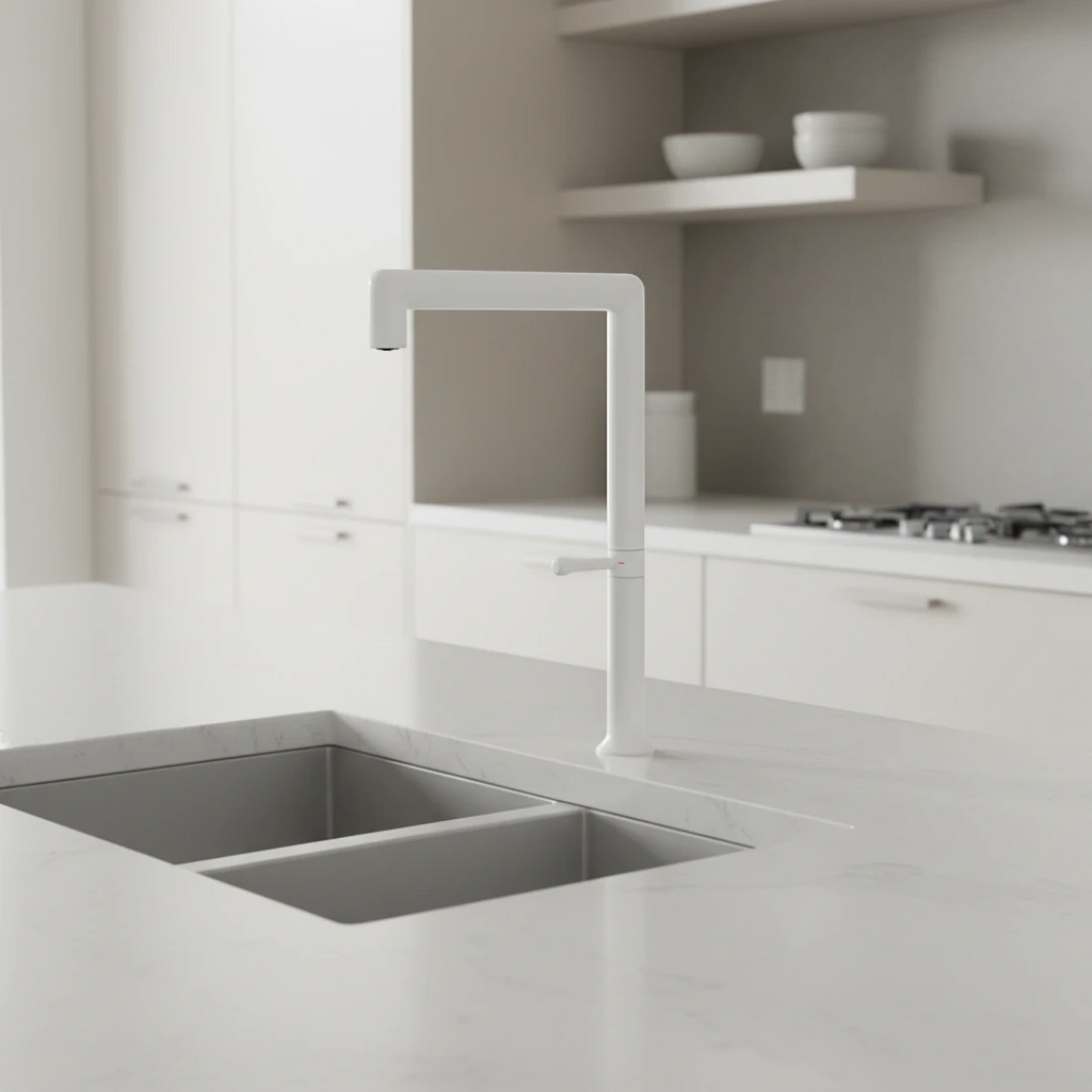 Robinet évier cuisine minimaliste design mitigeur - Blanc
