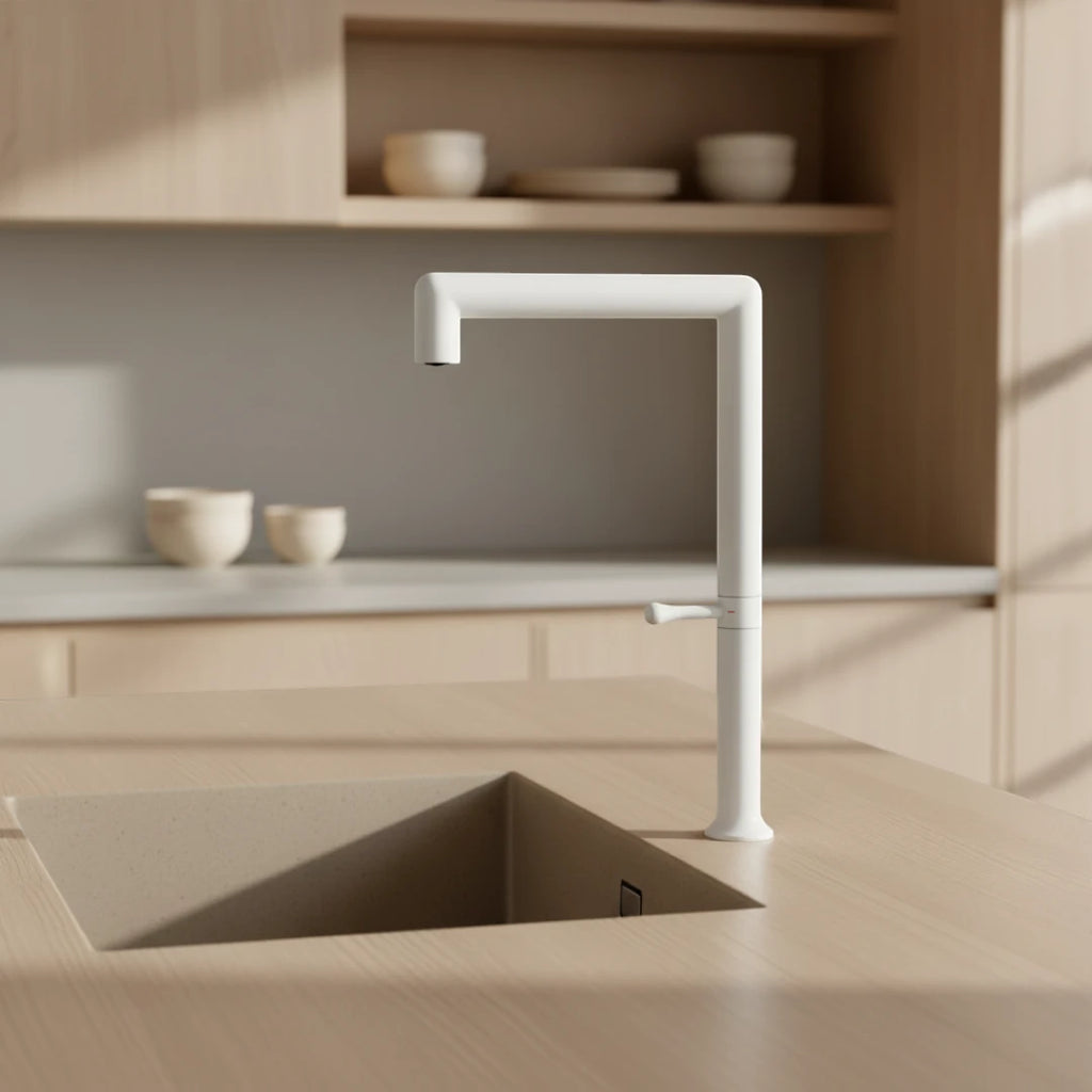 Robinet évier cuisine minimaliste design mitigeur - Blanc