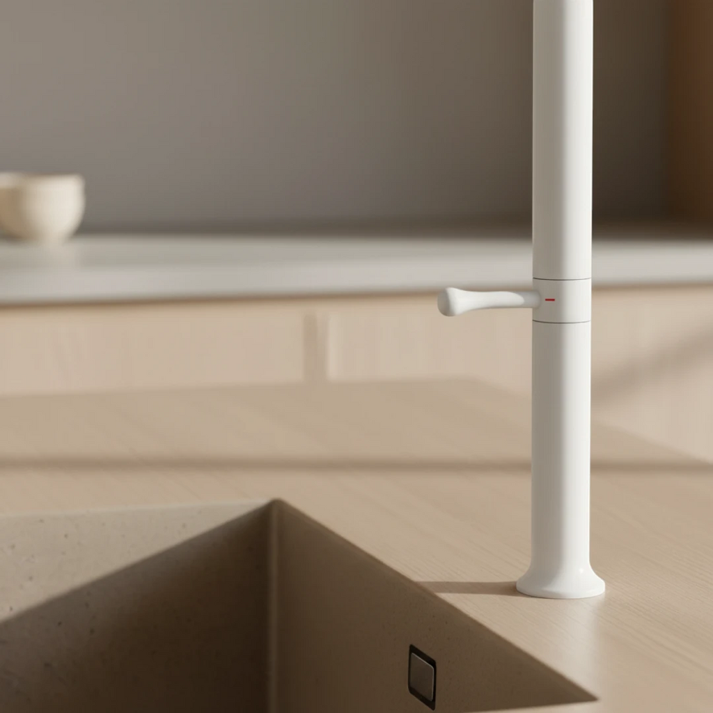 Robinet évier cuisine minimaliste design mitigeur - Blanc
