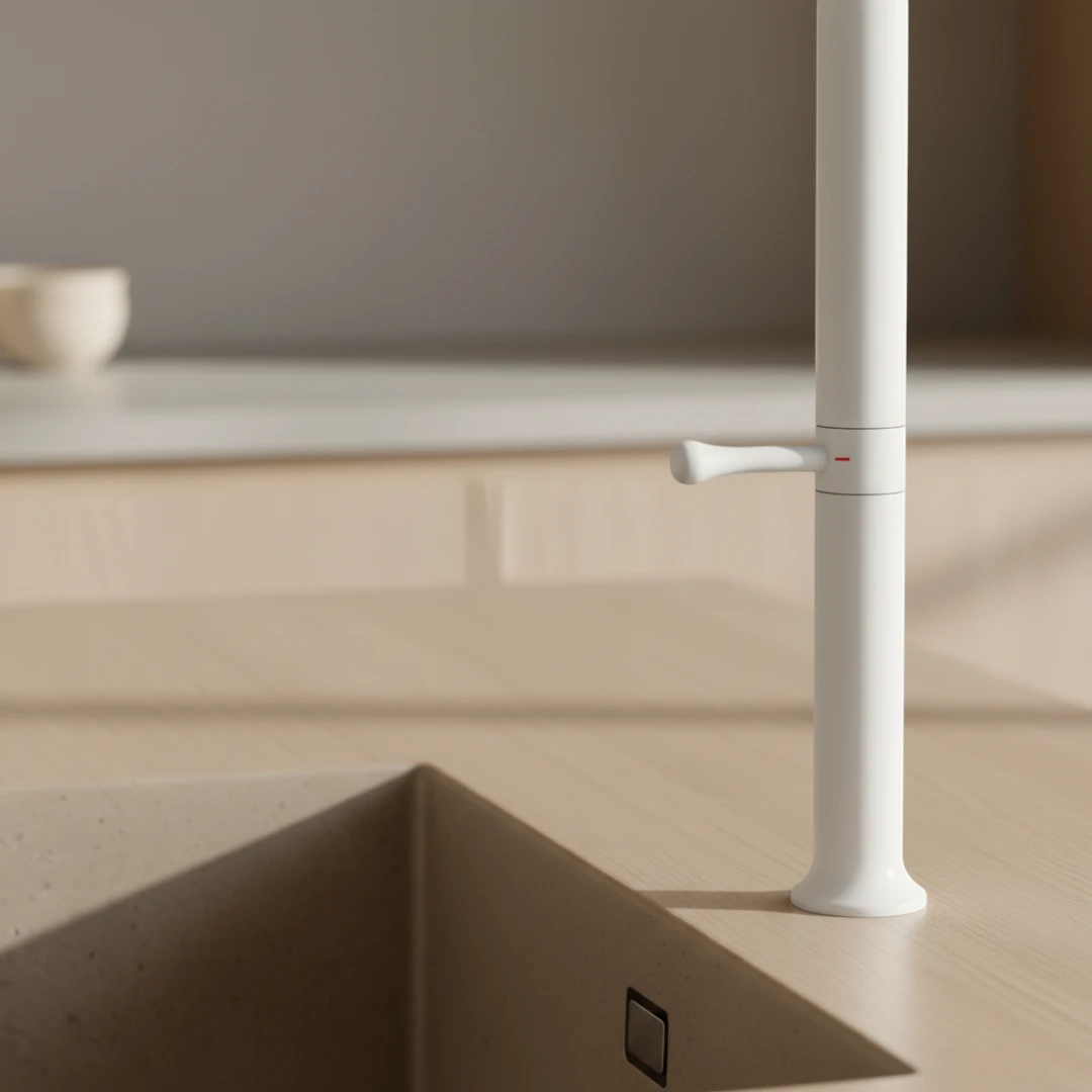Robinet évier cuisine minimaliste design mitigeur - Blanc