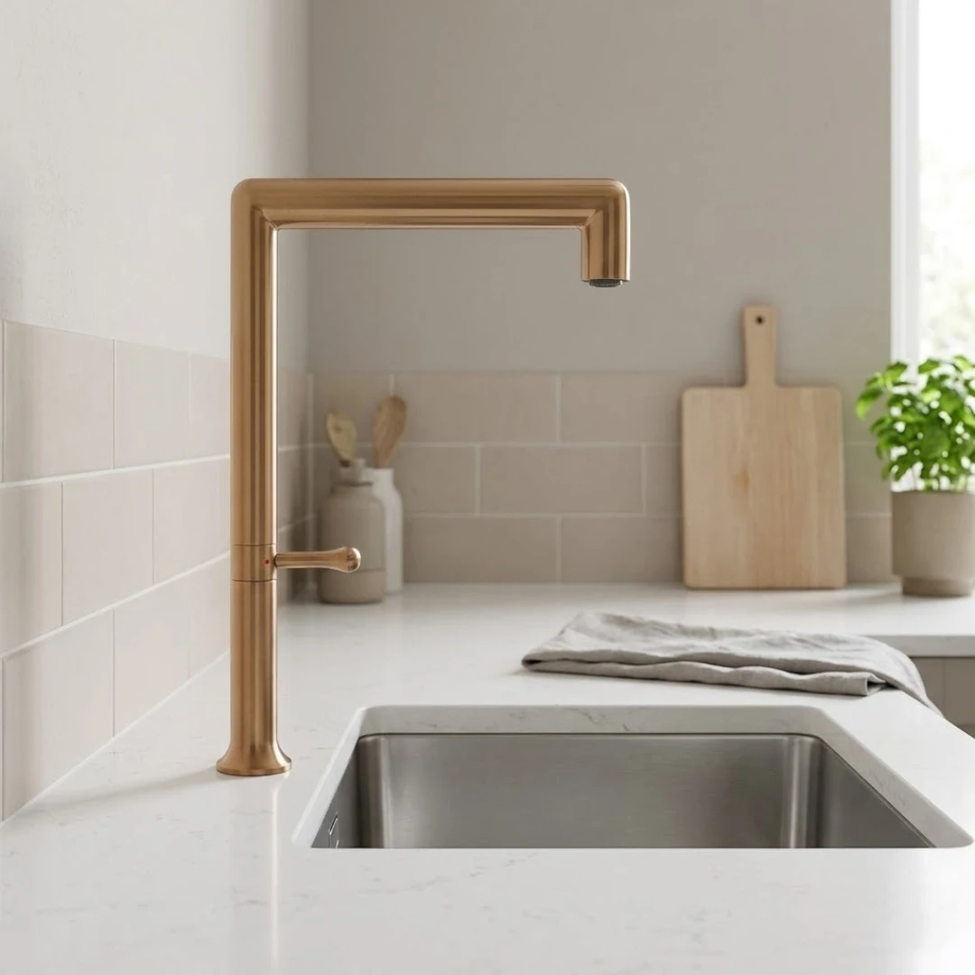 Robinet évier cuisine minimaliste design mitigeur - Doré