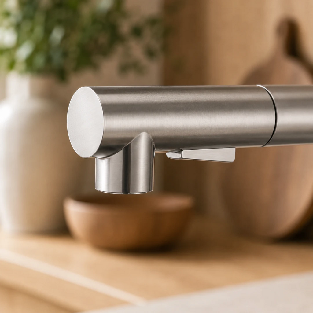 Robinet évier cuisine minimaliste flexible rétractable douchette - Argenté