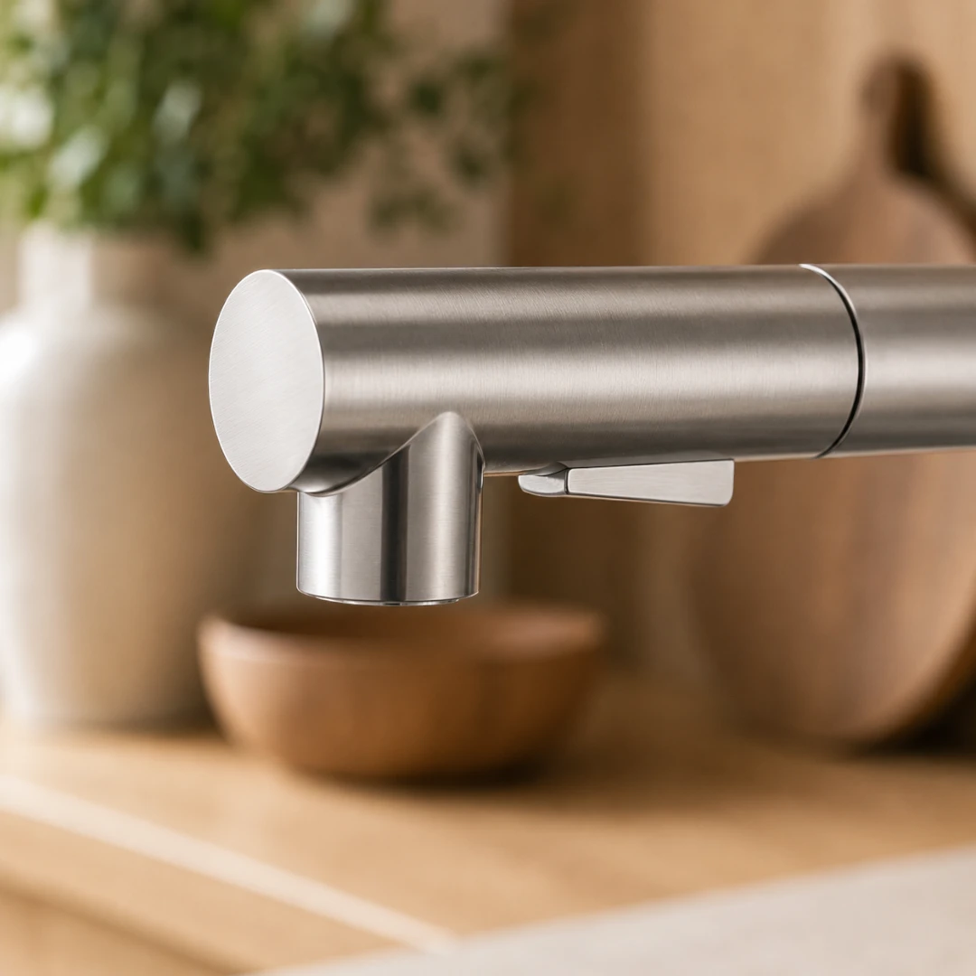 Robinet évier cuisine minimaliste flexible rétractable douchette - Argenté