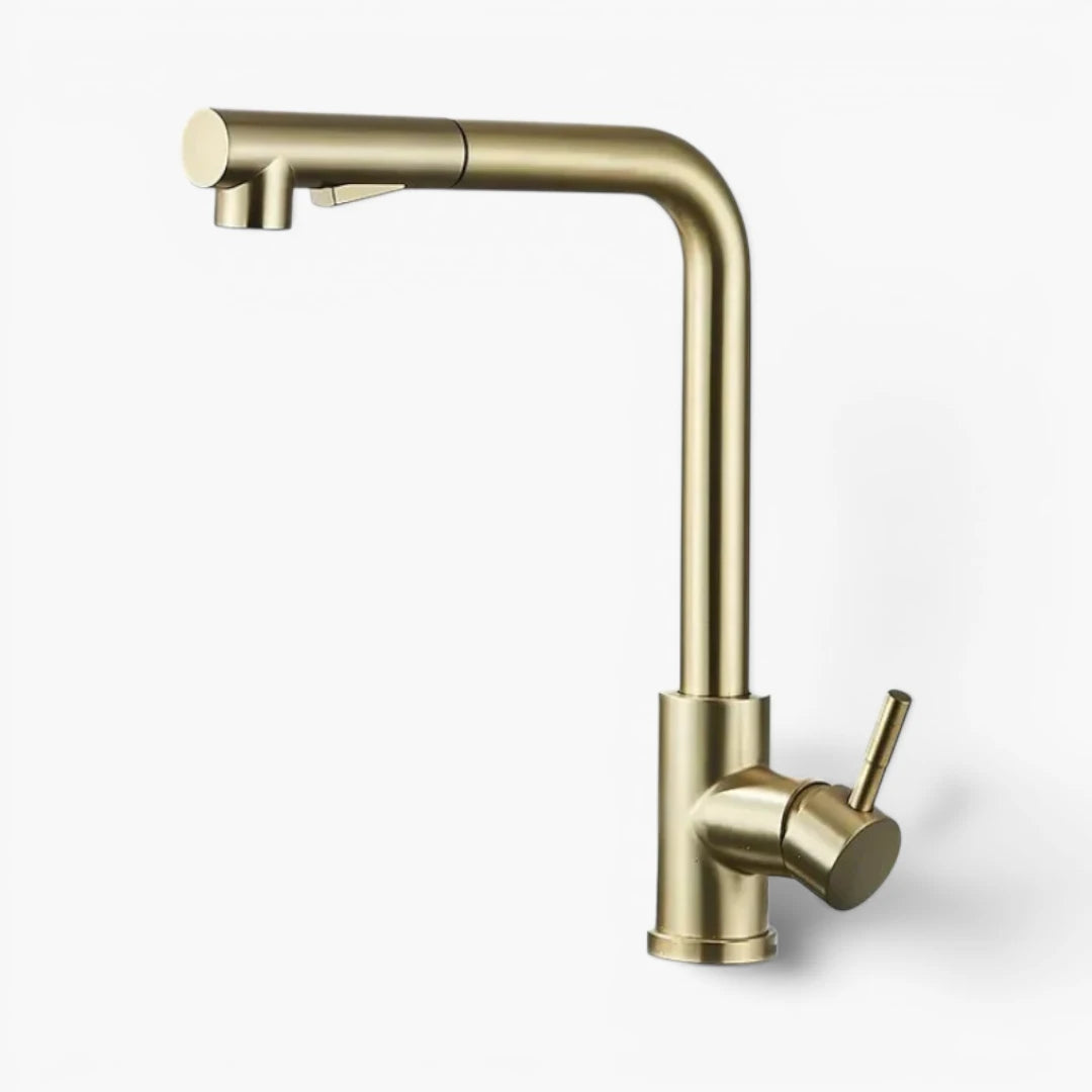 Robinet évier cuisine minimaliste flexible rétractable douchette - Doré