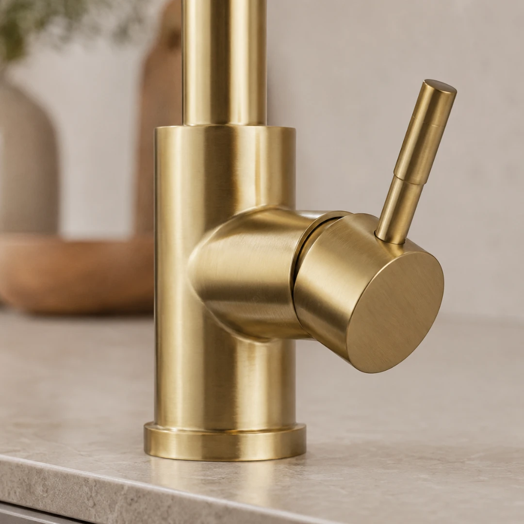 Robinet évier cuisine minimaliste flexible rétractable douchette - Doré