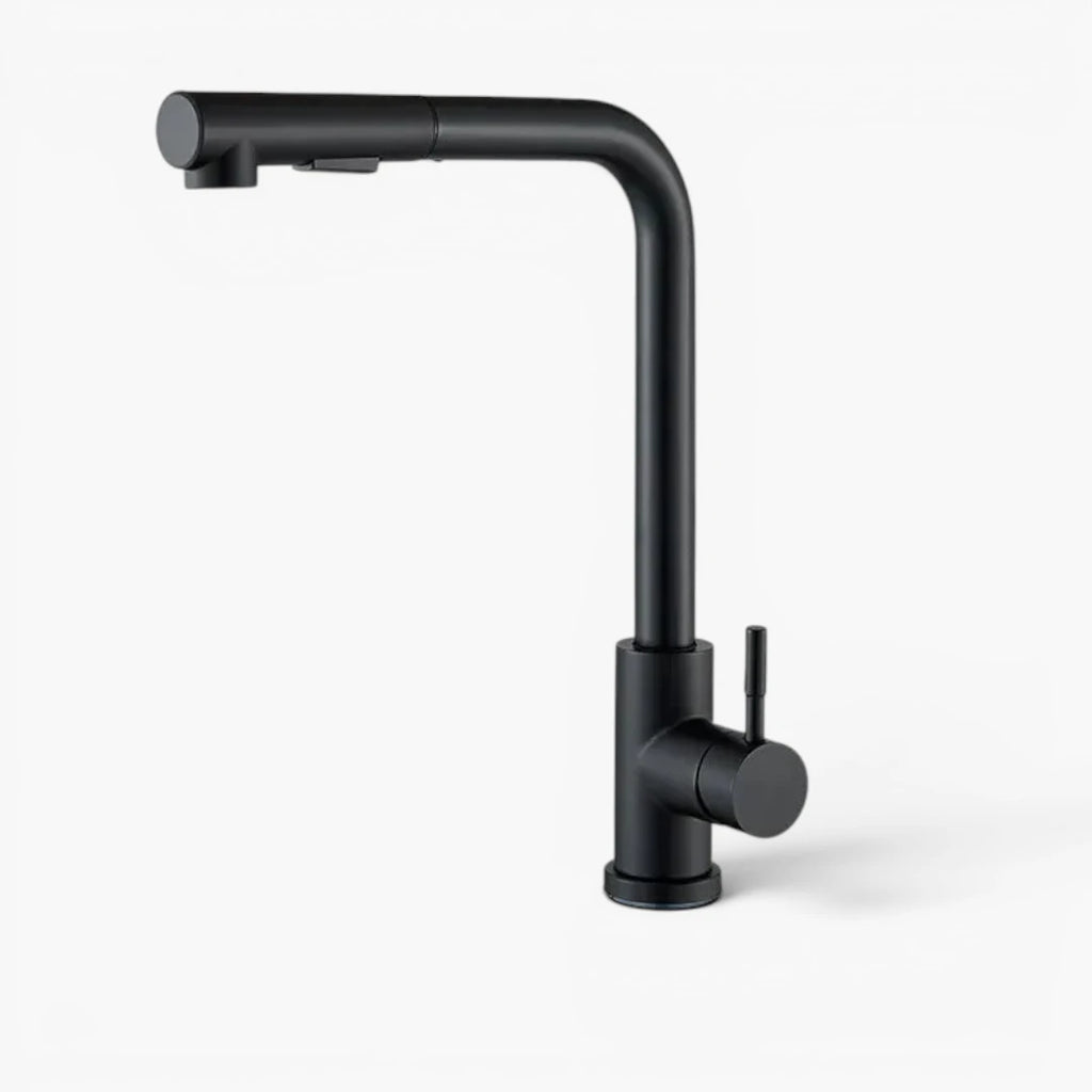 Robinet évier cuisine minimaliste flexible rétractable douchette - Noir