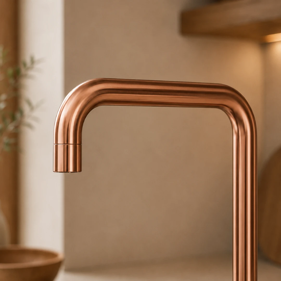 Robinet évier cuisine minimaliste mitigeur déporté à poignée - Doré - Laiton