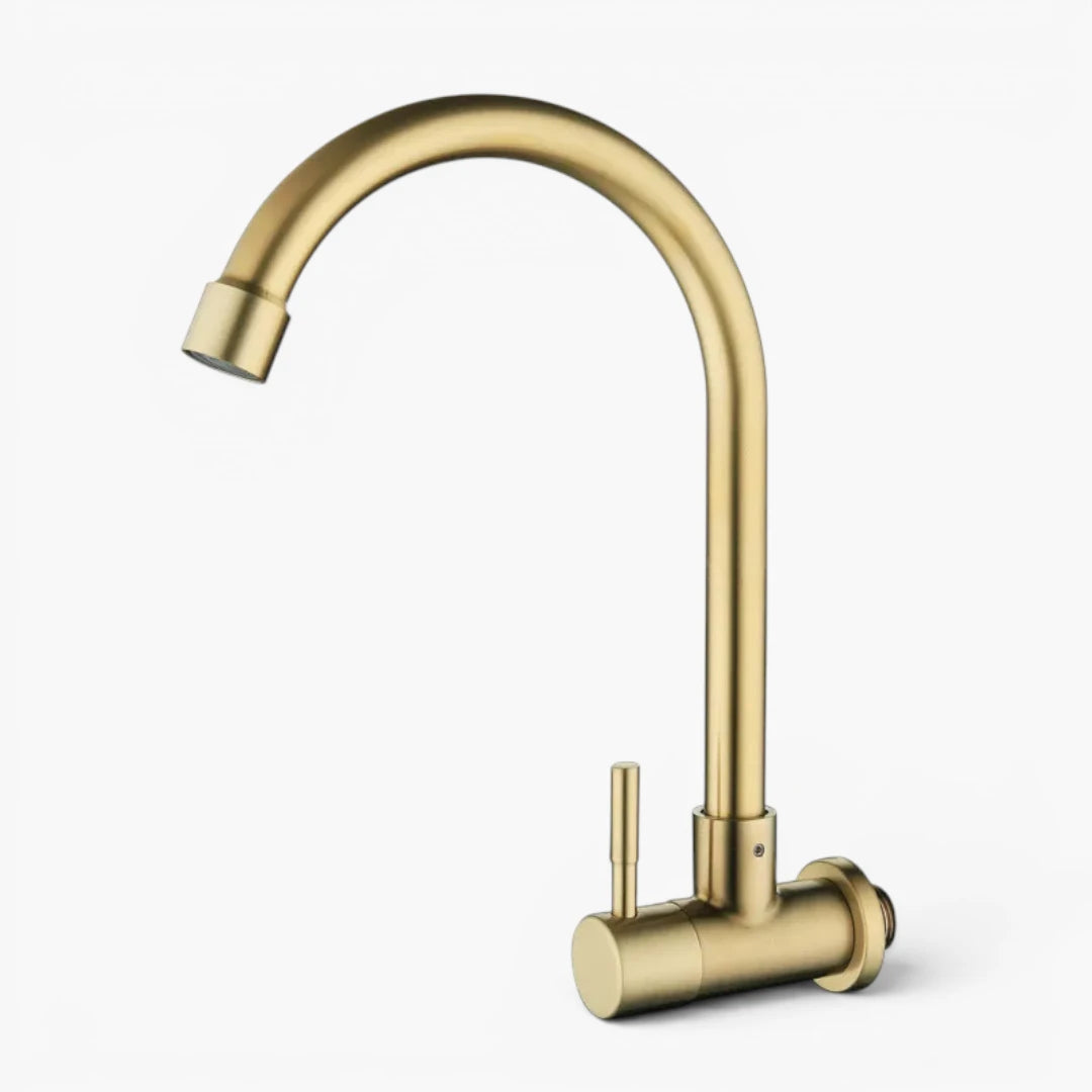 Robinet évier cuisine minimaliste mural encastrable mitigeur - Doré