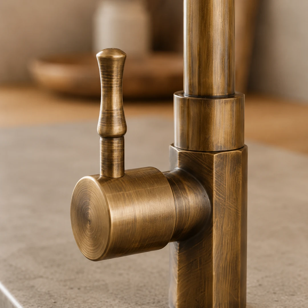 Robinet évier cuisine minimaliste rétro bronze - Doré - Laiton