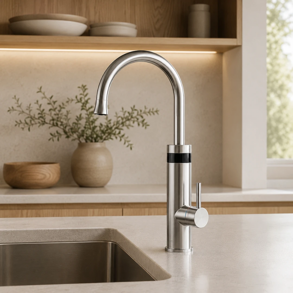 Robinet évier cuisine mitigeur affichage numérique thermostatique - Argenté