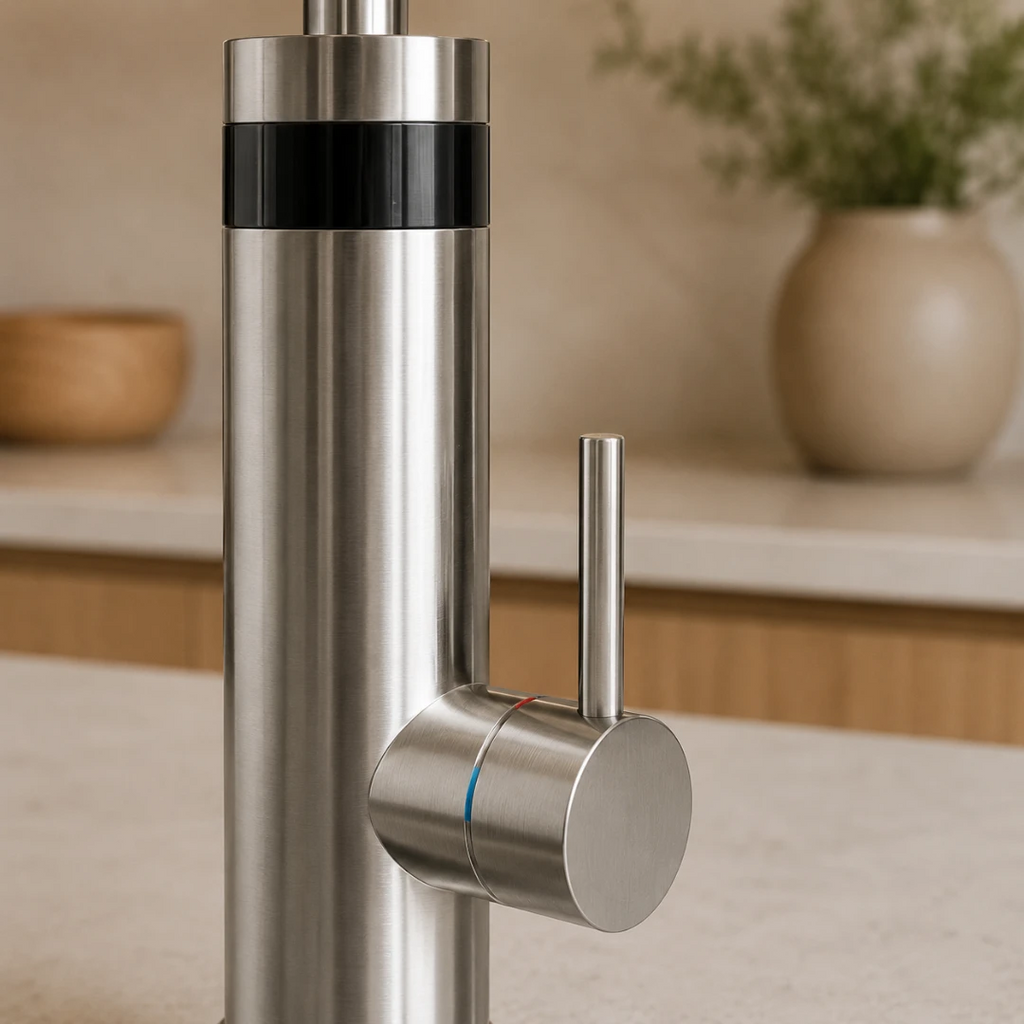 Robinet évier cuisine mitigeur affichage numérique thermostatique - Argenté