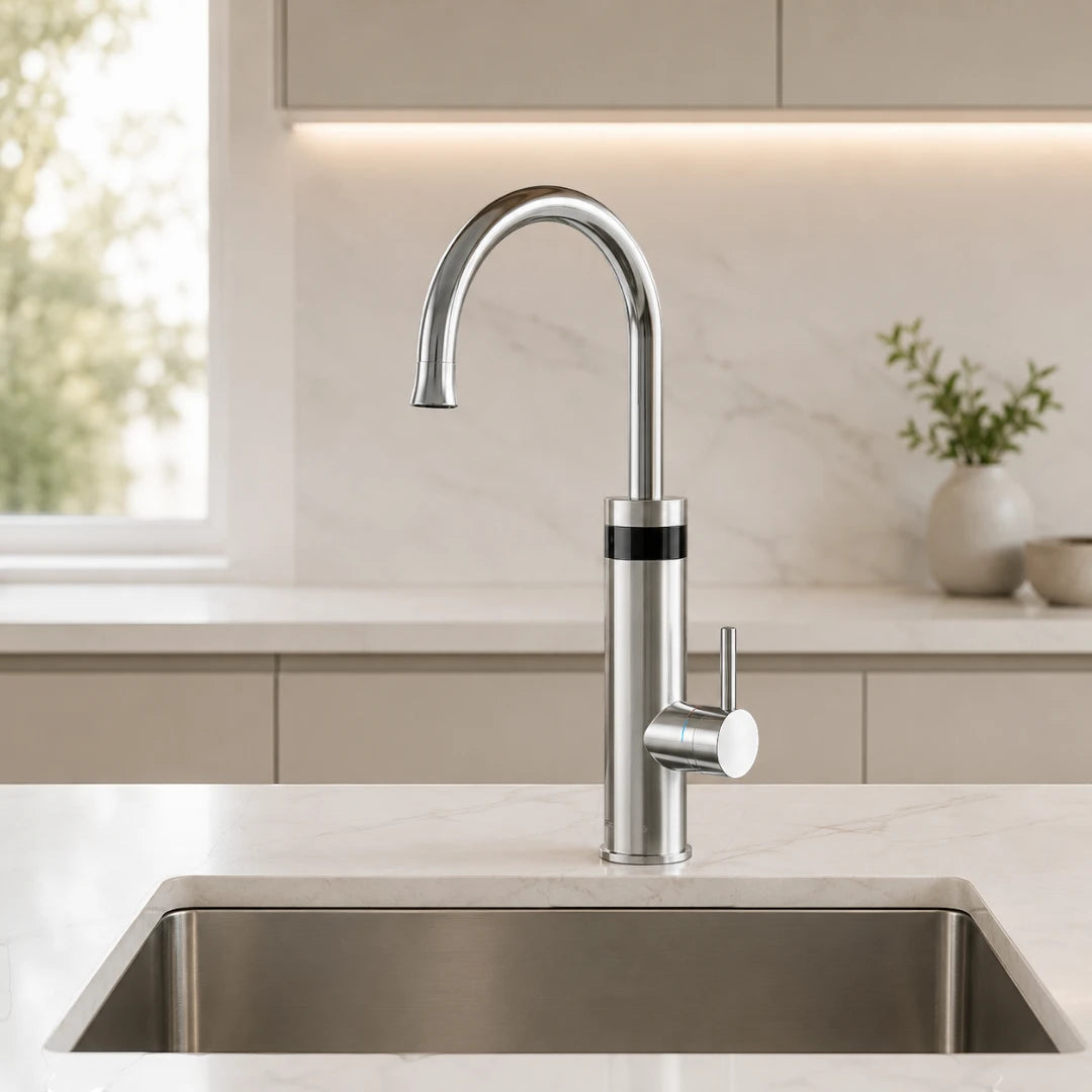 Robinet évier cuisine mitigeur affichage numérique thermostatique - Argenté