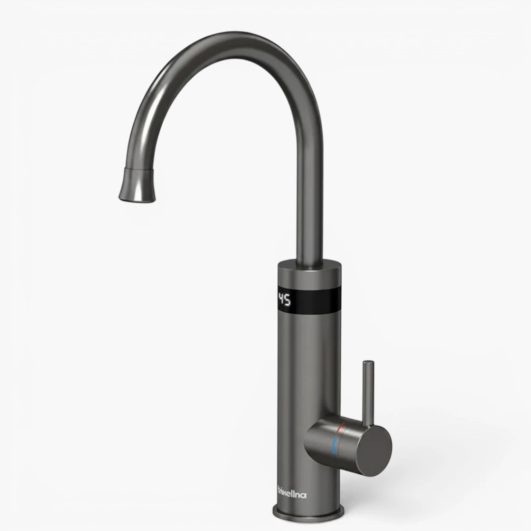 Robinet évier cuisine mitigeur affichage numérique thermostatique - Argenté