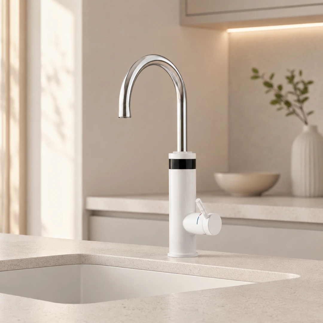 Robinet évier cuisine mitigeur affichage numérique thermostatique - Blanc