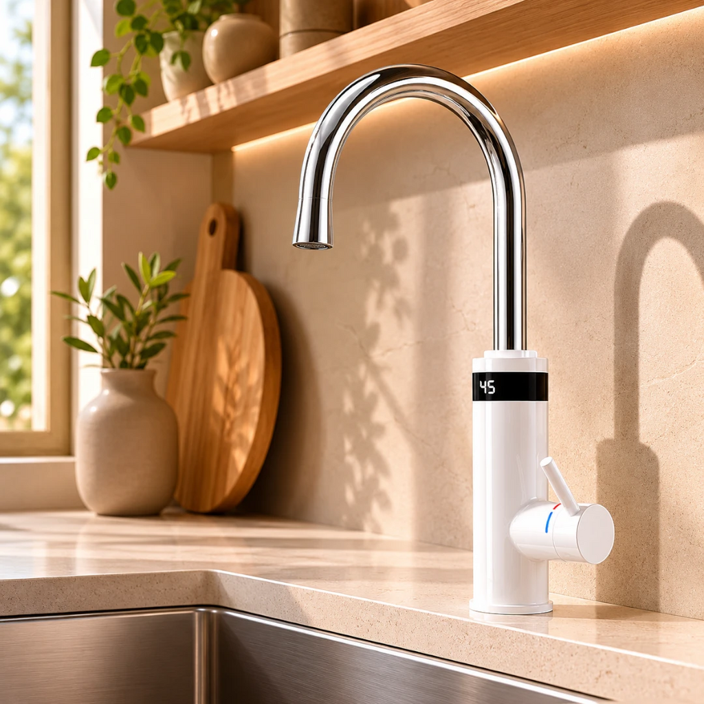 Robinet évier cuisine mitigeur affichage numérique thermostatique - Blanc