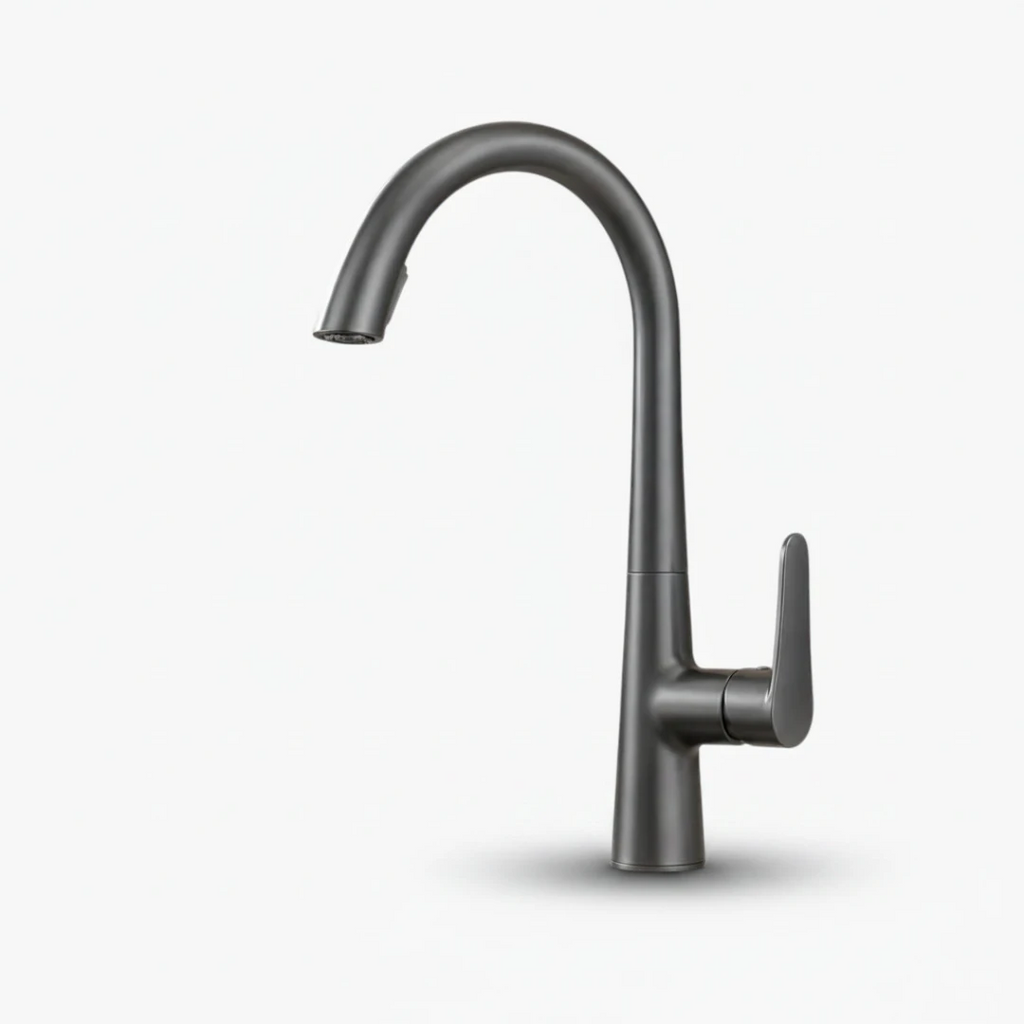 Robinet évier cuisine mitigeur design arrondi flexible douchette - Argenté
