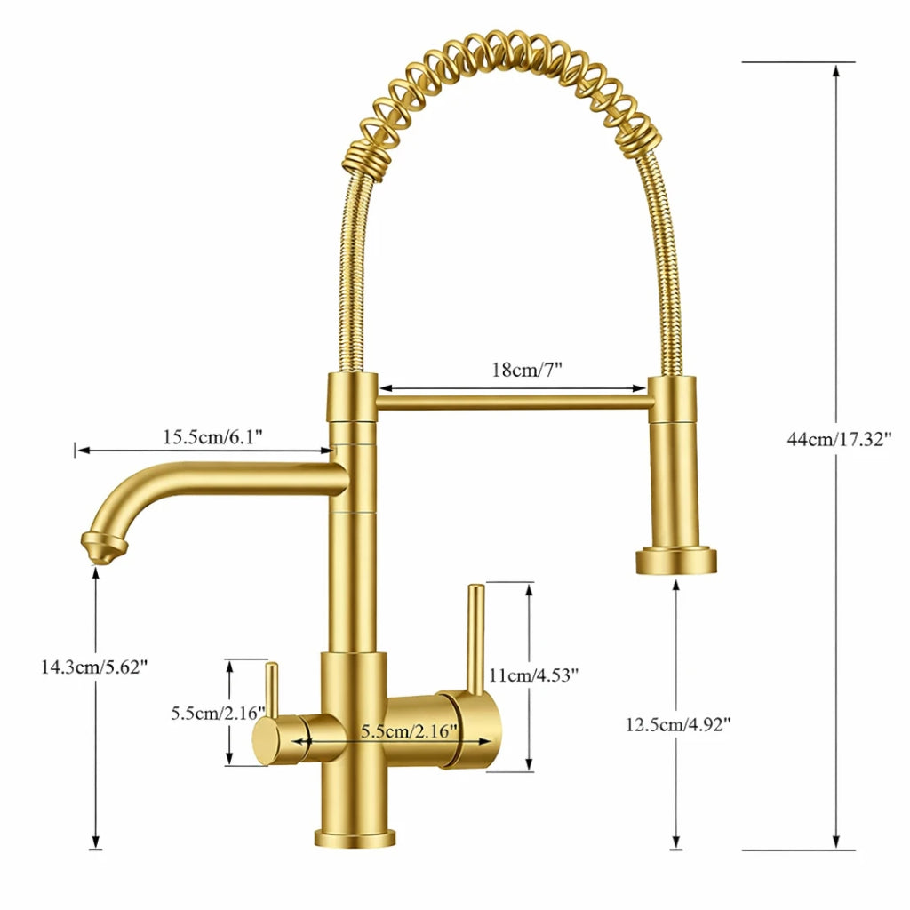 Robinet évier cuisine mitigeur douchette purificateur d'eau - Doré - Laiton