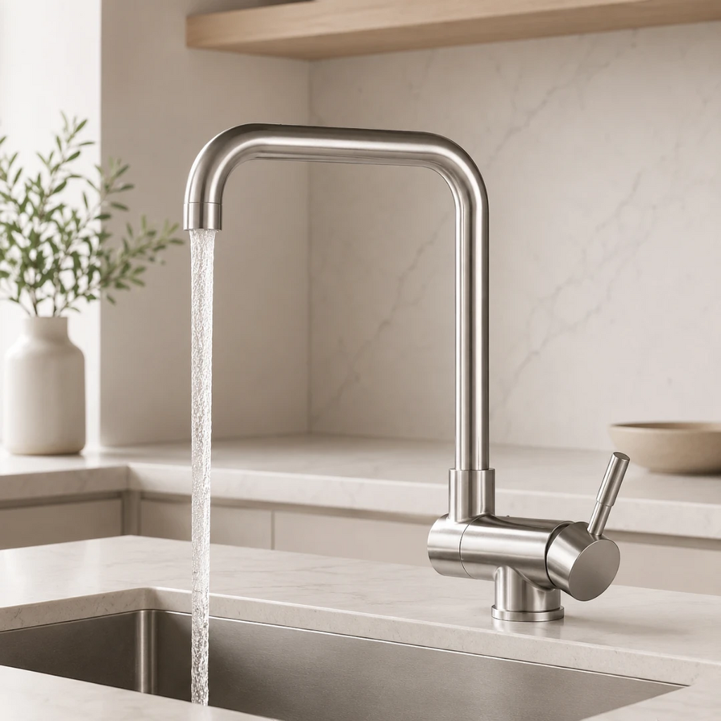 Robinet évier cuisine pivotant pliable mitigeur - Argenté