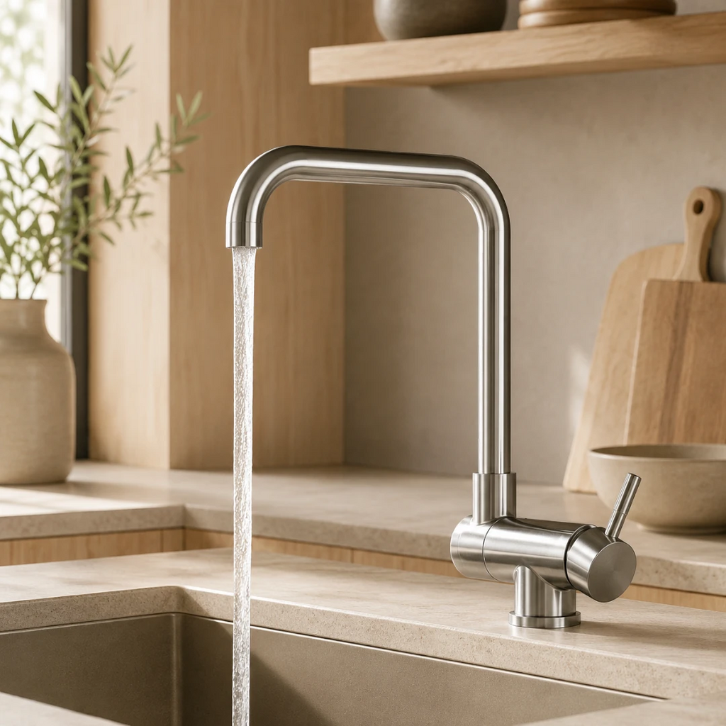 Robinet évier cuisine pivotant pliable mitigeur - Argenté